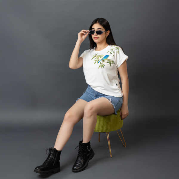 Hand Painted Free Bird with Pearl Detailing T-Shirt