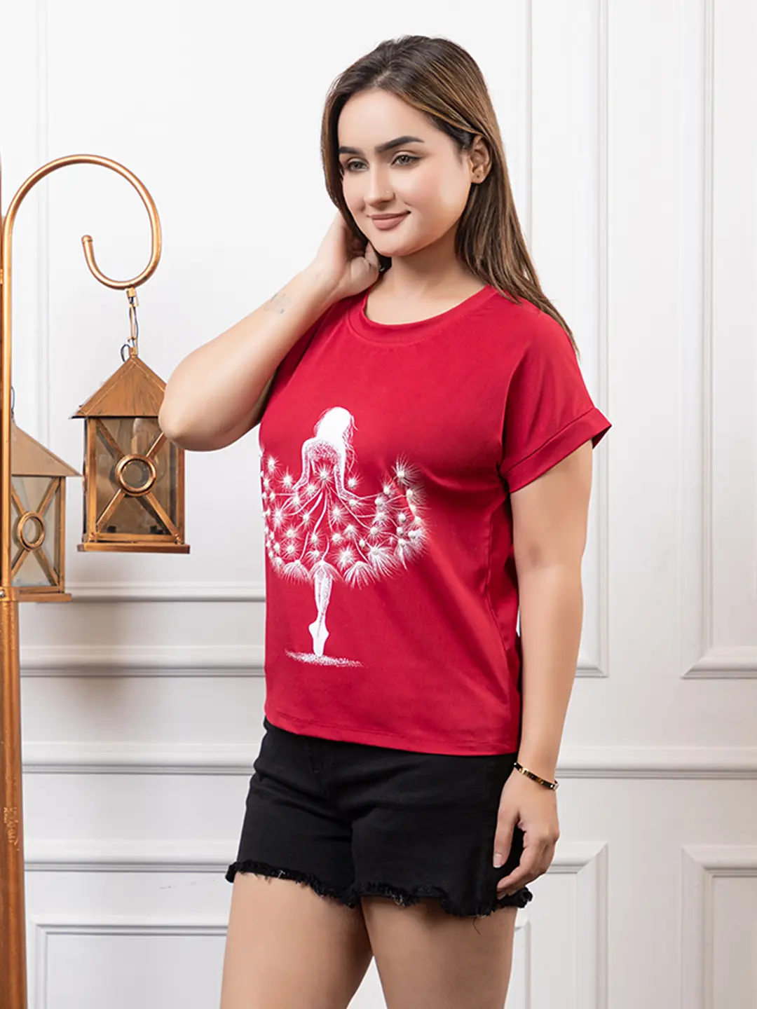 Snow White Handpainted T-shirt with pearl detailing
