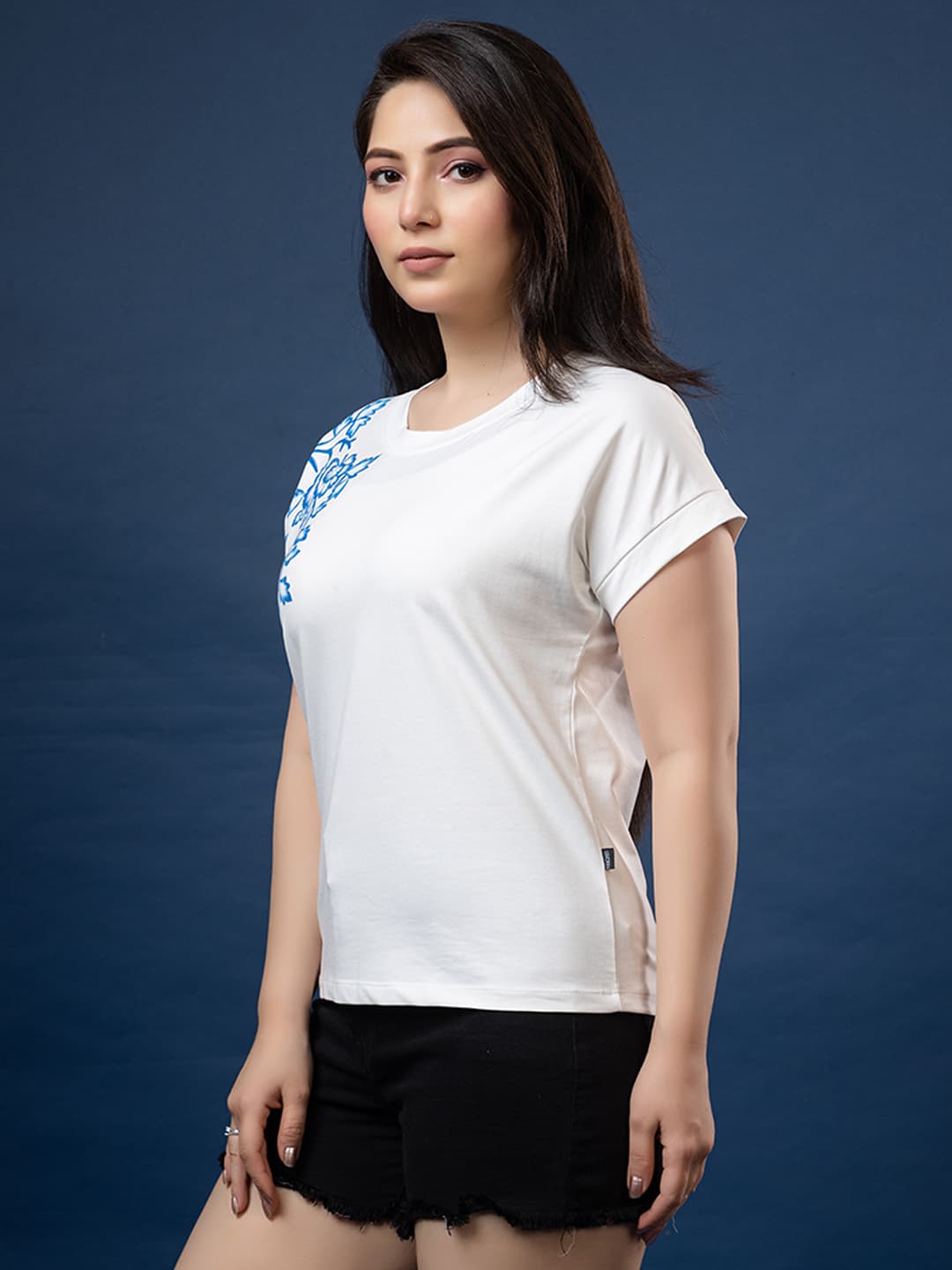 Hand Painted Romantic Blue T-Shirt