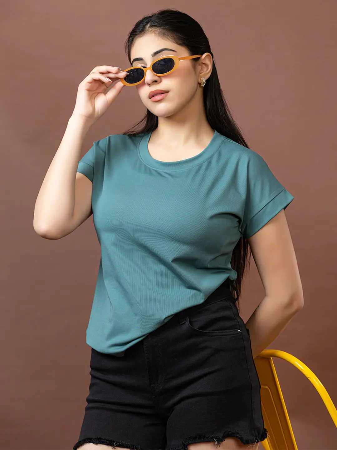 Round Neck Plain Teal