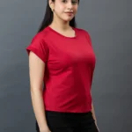 Round Neck Plain Red