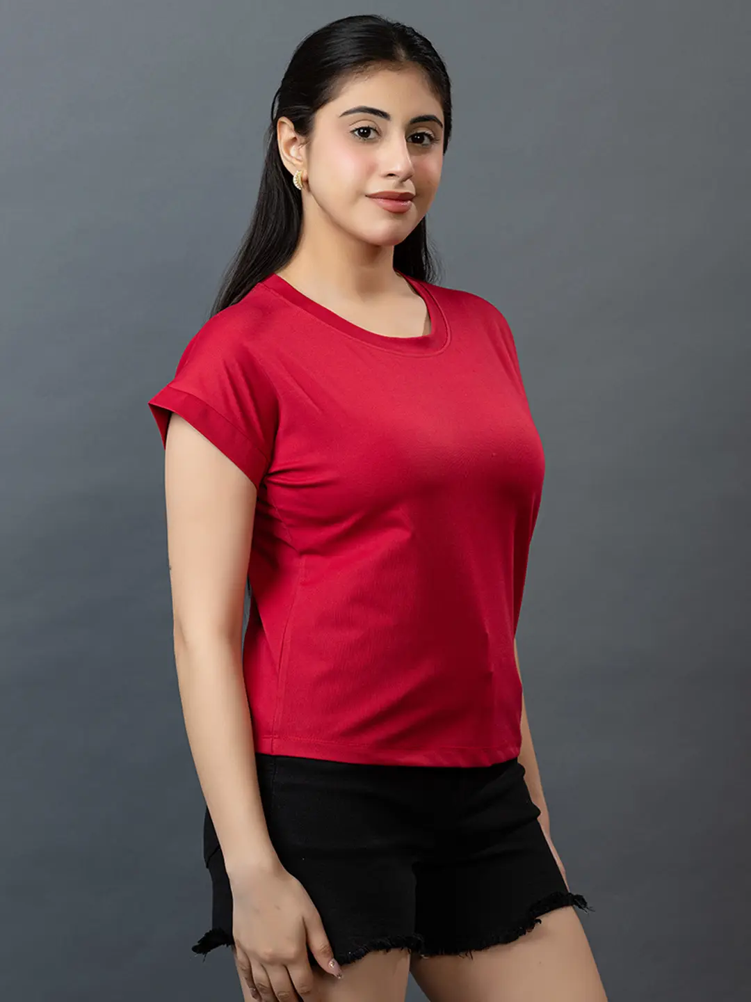 Round Neck Plain Red
